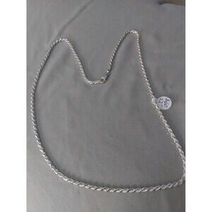 Sterling Silver  22" Rope chain. Unisex Made in Italy.